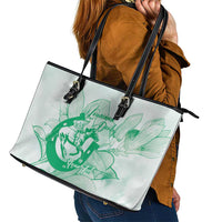Personalized Louisiana Horse Racing Derby Leather Tote Bag Magnolia Blossom Horseshoe Pastel Green