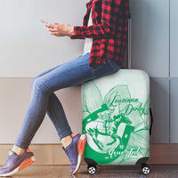 Personalized Louisiana Horse Racing Derby Luggage Cover Magnolia Blossom Horseshoe Pastel Green