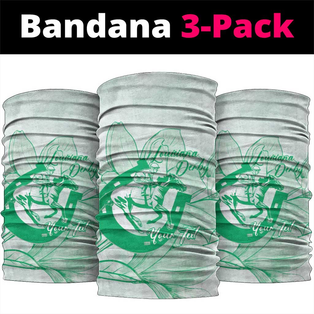 Personalized Louisiana Horse Racing Derby Neck Gaiter Magnolia Blossom Horseshoe Pastel Green
