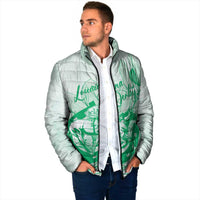 Personalized Louisiana Horse Racing Derby Padded Jacket Magnolia Blossom Horseshoe Pastel Green