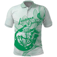 Personalized Louisiana Horse Racing Derby Polo Shirt Magnolia Blossom Horseshoe Pastel Green