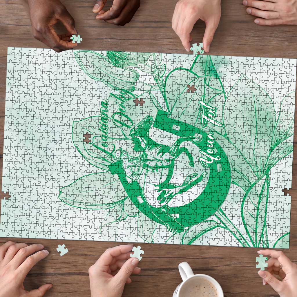 Personalized Louisiana Horse Racing Derby Puzzle Magnolia Blossom Horseshoe Pastel Green