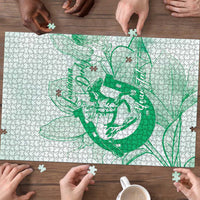 Personalized Louisiana Horse Racing Derby Puzzle Magnolia Blossom Horseshoe Pastel Green