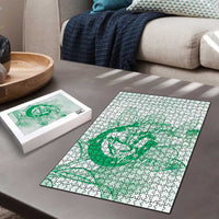Personalized Louisiana Horse Racing Derby Puzzle Magnolia Blossom Horseshoe Pastel Green