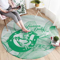 Personalized Louisiana Horse Racing Derby Round Carpet Magnolia Blossom Horseshoe Pastel Green