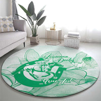 Personalized Louisiana Horse Racing Derby Round Carpet Magnolia Blossom Horseshoe Pastel Green