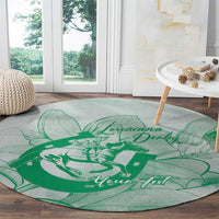 Personalized Louisiana Horse Racing Derby Round Carpet Magnolia Blossom Horseshoe Pastel Green