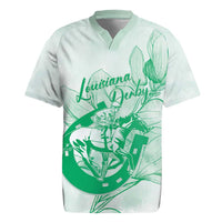 Personalized Louisiana Horse Racing Derby Rugby Jersey Magnolia Blossom Horseshoe Pastel Green