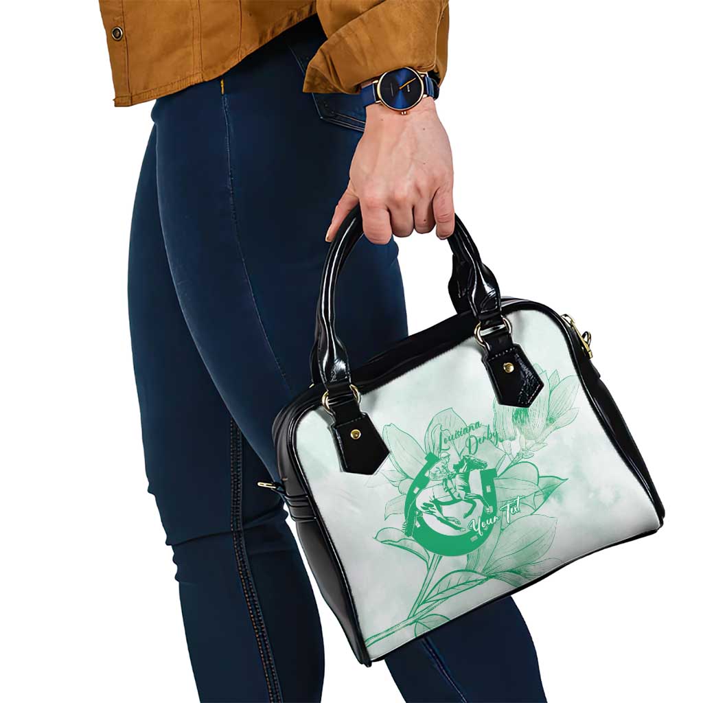 Personalized Louisiana Horse Racing Derby Shoulder Handbag Magnolia Blossom Horseshoe Pastel Green