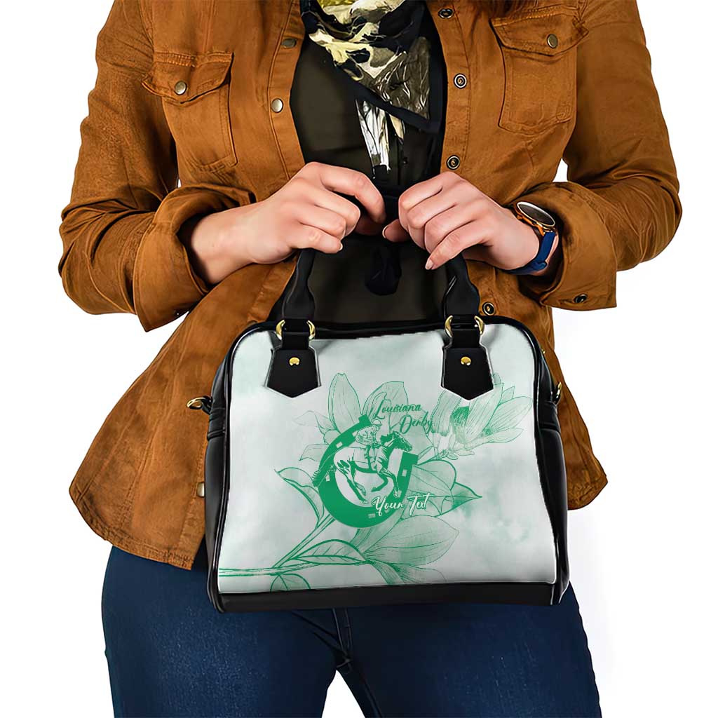 Personalized Louisiana Horse Racing Derby Shoulder Handbag Magnolia Blossom Horseshoe Pastel Green