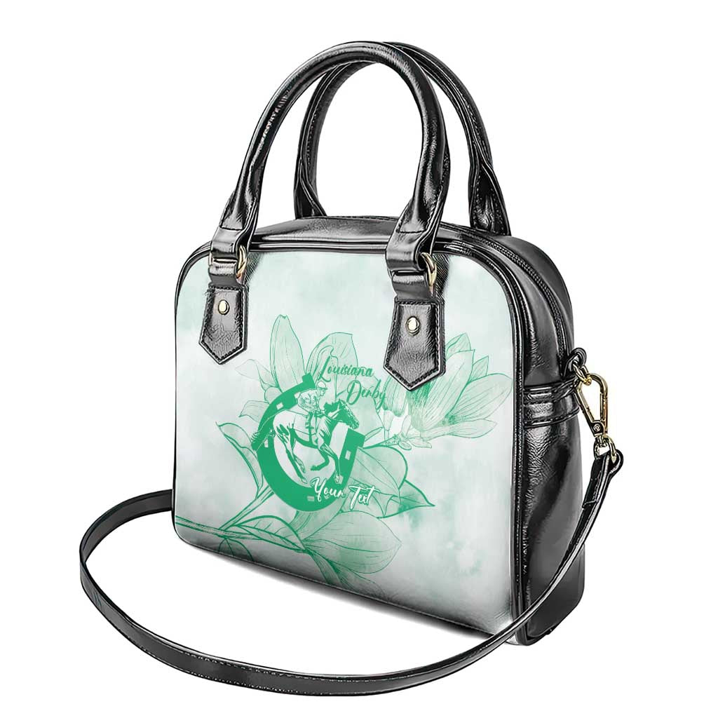Personalized Louisiana Horse Racing Derby Shoulder Handbag Magnolia Blossom Horseshoe Pastel Green