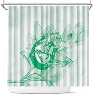 Personalized Louisiana Horse Racing Derby Shower Curtain Magnolia Blossom Horseshoe Pastel Green