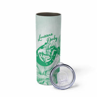 Personalized Louisiana Horse Racing Derby Skinny Tumbler Magnolia Blossom Horseshoe Pastel Green