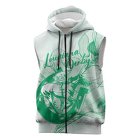Personalized Louisiana Horse Racing Derby Sleeveless Zip Hoodie Magnolia Blossom Horseshoe Pastel Green