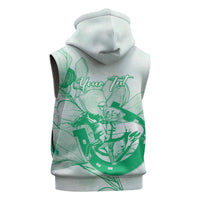 Personalized Louisiana Horse Racing Derby Sleeveless Zip Hoodie Magnolia Blossom Horseshoe Pastel Green
