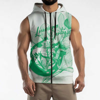 Personalized Louisiana Horse Racing Derby Sleeveless Zip Hoodie Magnolia Blossom Horseshoe Pastel Green
