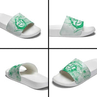 Personalized Louisiana Horse Racing Derby Slide Sandals Magnolia Blossom Horseshoe Pastel Green