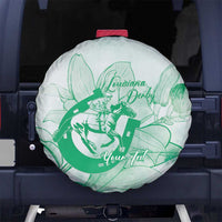 Personalized Louisiana Horse Racing Derby Spare Tire Cover Magnolia Blossom Horseshoe Pastel Green