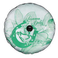 Personalized Louisiana Horse Racing Derby Spare Tire Cover Magnolia Blossom Horseshoe Pastel Green