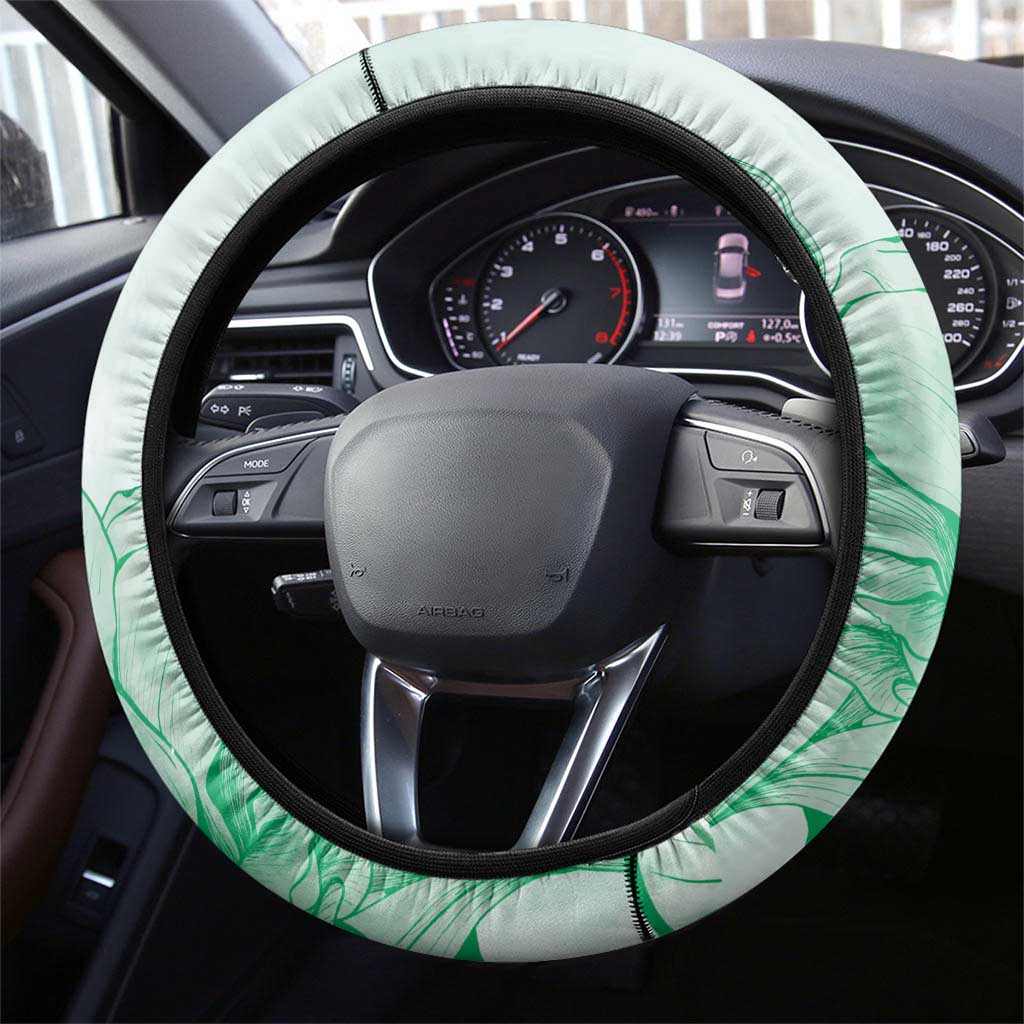 Louisiana Horse Racing Derby Steering Wheel Cover Magnolia Blossom Horseshoe Pastel Green