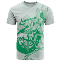 Personalized Louisiana Horse Racing Derby T Shirt Magnolia Blossom Horseshoe Pastel Green