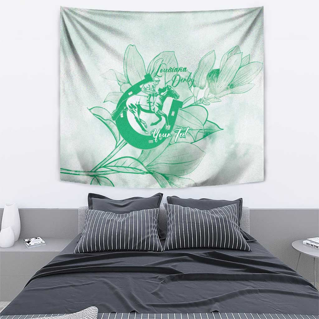 Personalized Louisiana Horse Racing Derby Tapestry Magnolia Blossom Horseshoe Pastel Green