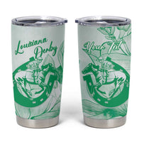 Personalized Louisiana Horse Racing Derby Tumbler Cup Magnolia Blossom Horseshoe Pastel Green