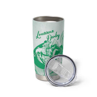 Personalized Louisiana Horse Racing Derby Tumbler Cup Magnolia Blossom Horseshoe Pastel Green
