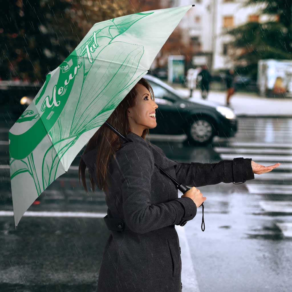 Personalized Louisiana Horse Racing Derby Umbrella Magnolia Blossom Horseshoe Pastel Green