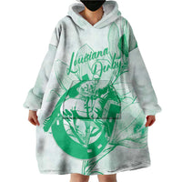 Personalized Louisiana Horse Racing Derby Wearable Blanket Hoodie Magnolia Blossom Horseshoe Pastel Green