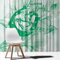 Personalized Louisiana Horse Racing Derby Window Curtain Magnolia Blossom Horseshoe Pastel Green