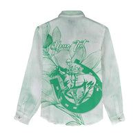 Personalized Louisiana Horse Racing Derby Women Casual Shirt Magnolia Blossom Horseshoe Pastel Green
