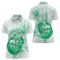 Personalized Louisiana Horse Racing Derby Women Polo Shirt Magnolia Blossom Horseshoe Pastel Green