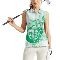 Personalized Louisiana Horse Racing Derby Women Sleeveless Polo Shirt Magnolia Blossom Horseshoe Pastel Green