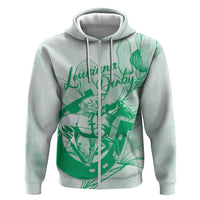Personalized Louisiana Horse Racing Derby Zip Hoodie Magnolia Blossom Horseshoe Pastel Green