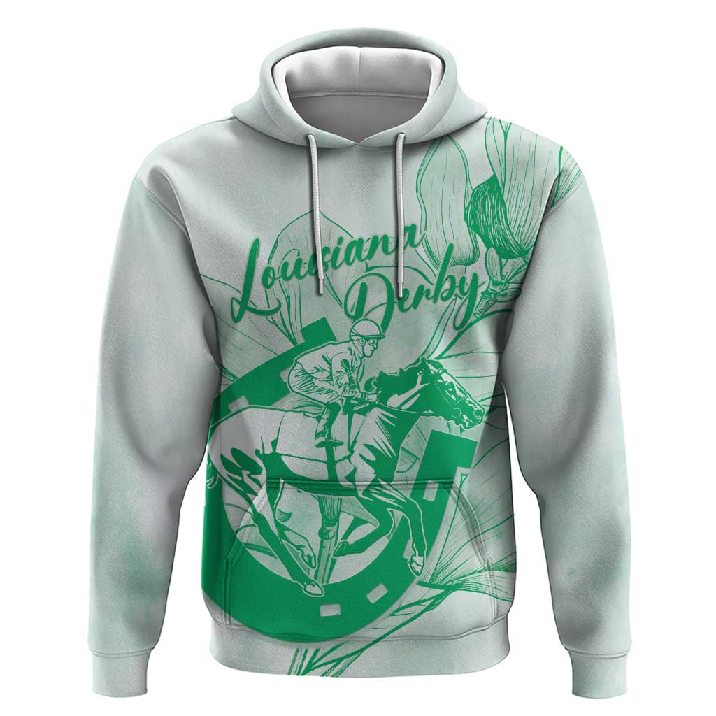 Personalized Louisiana Horse Racing Derby Zip Hoodie Magnolia Blossom Horseshoe Pastel Green