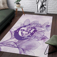 Personalized Louisiana Horse Racing Derby Area Rug Magnolia Blossom Horseshoe Pastel Purple