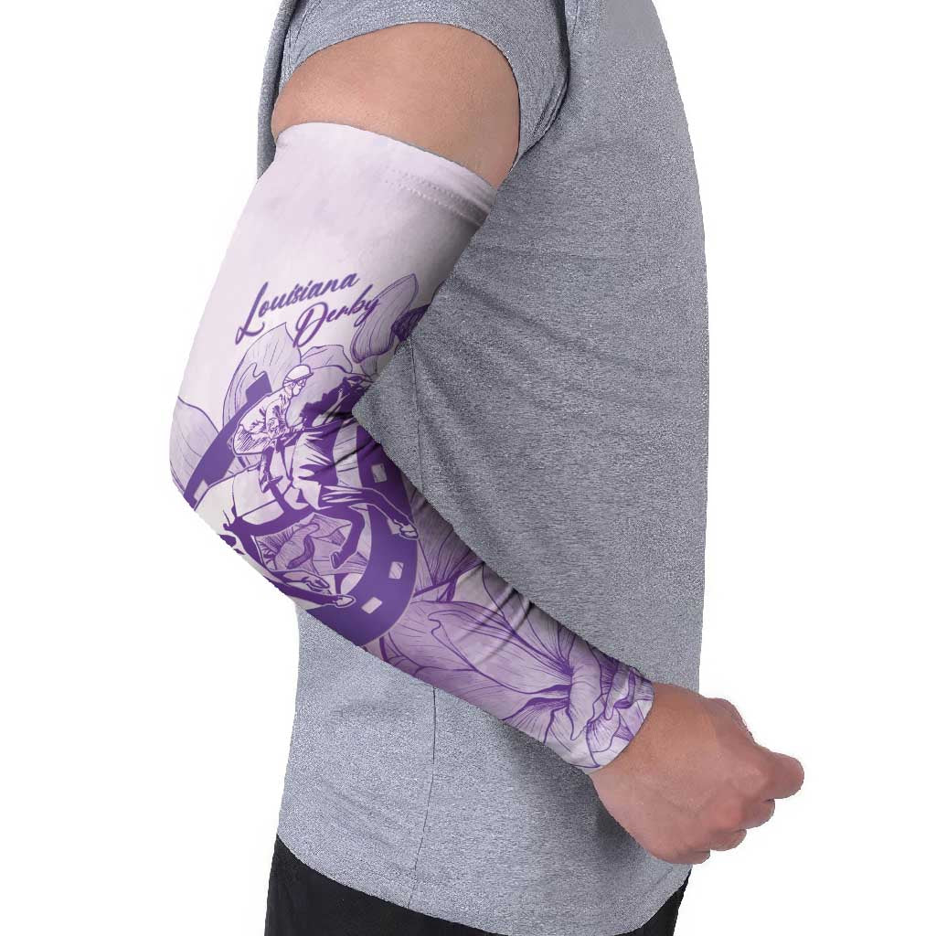 Personalized Louisiana Horse Racing Derby Arm Sleeves Magnolia Blossom Horseshoe Pastel Purple