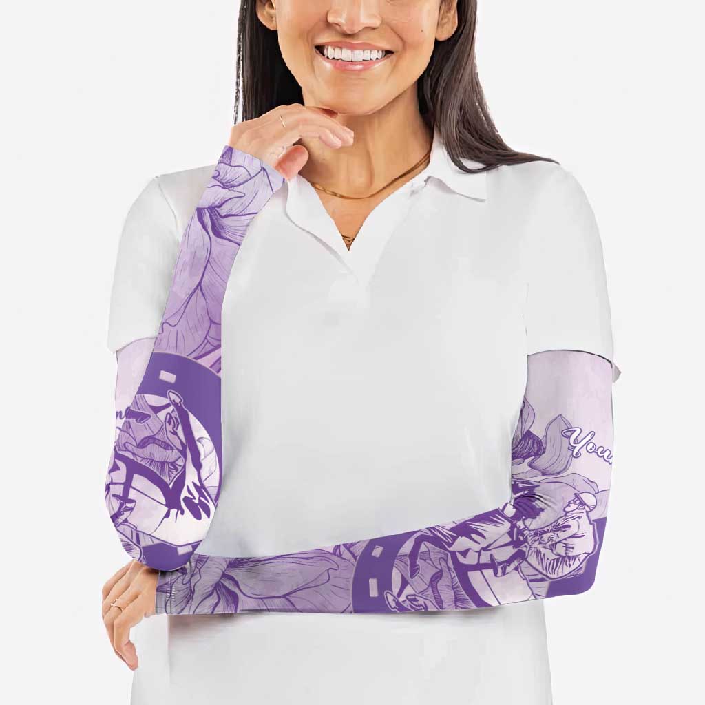 Personalized Louisiana Horse Racing Derby Arm Sleeves Magnolia Blossom Horseshoe Pastel Purple