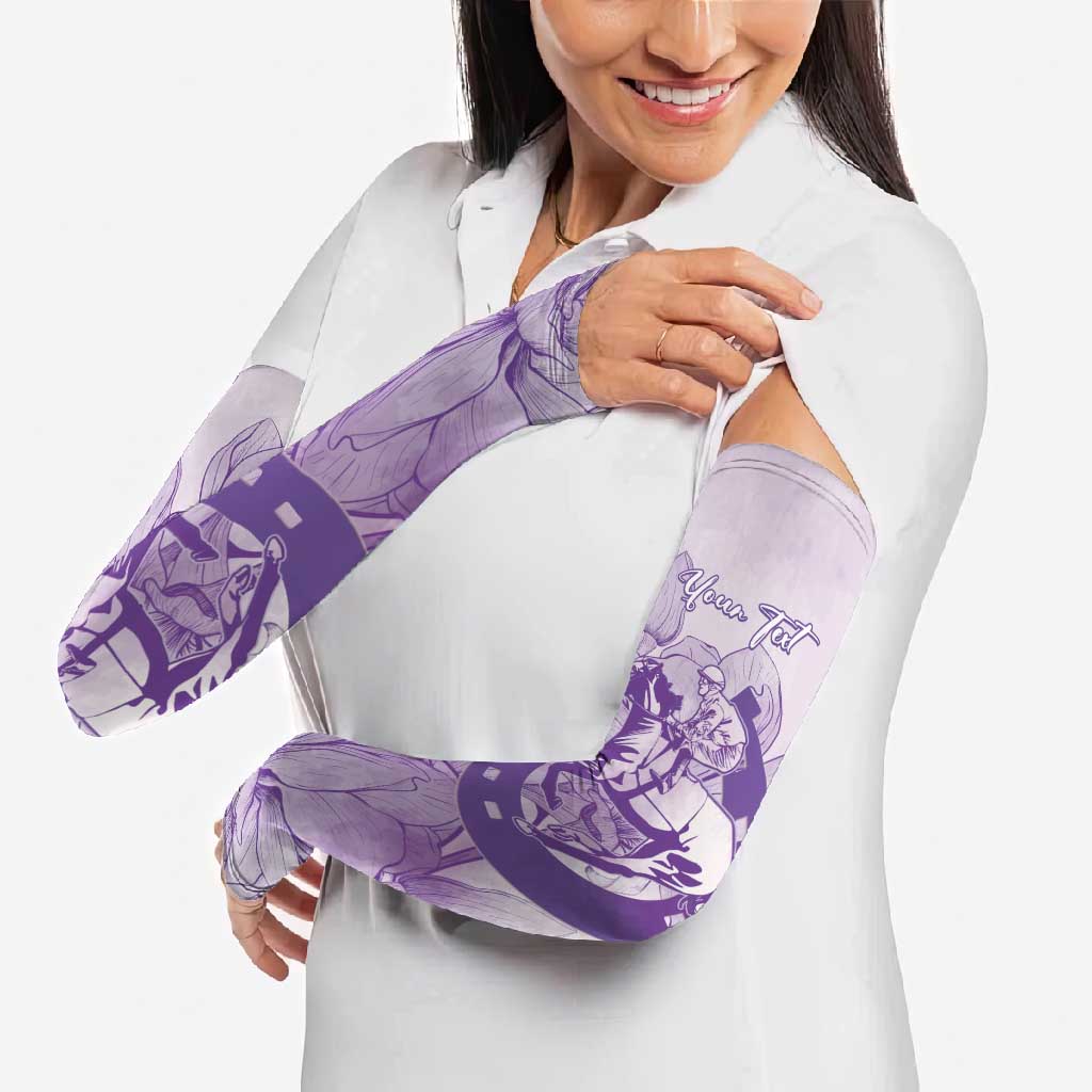 Personalized Louisiana Horse Racing Derby Arm Sleeves Magnolia Blossom Horseshoe Pastel Purple