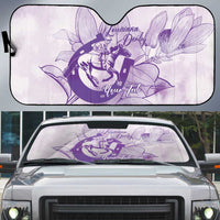 Personalized Louisiana Horse Racing Derby Auto Sun Shade Magnolia Blossom Horseshoe Pastel Purple