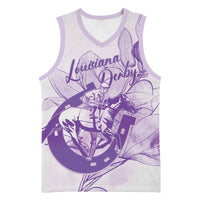 Personalized Louisiana Horse Racing Derby Basketball Jersey Magnolia Blossom Horseshoe Pastel Purple