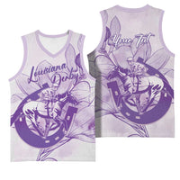 Personalized Louisiana Horse Racing Derby Basketball Jersey Magnolia Blossom Horseshoe Pastel Purple