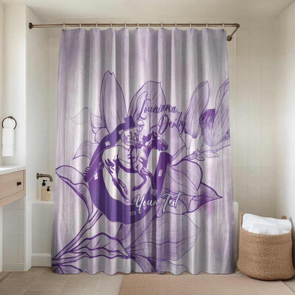 Personalized Louisiana Horse Racing Derby Bathroom Set Magnolia Blossom Horseshoe Pastel Purple