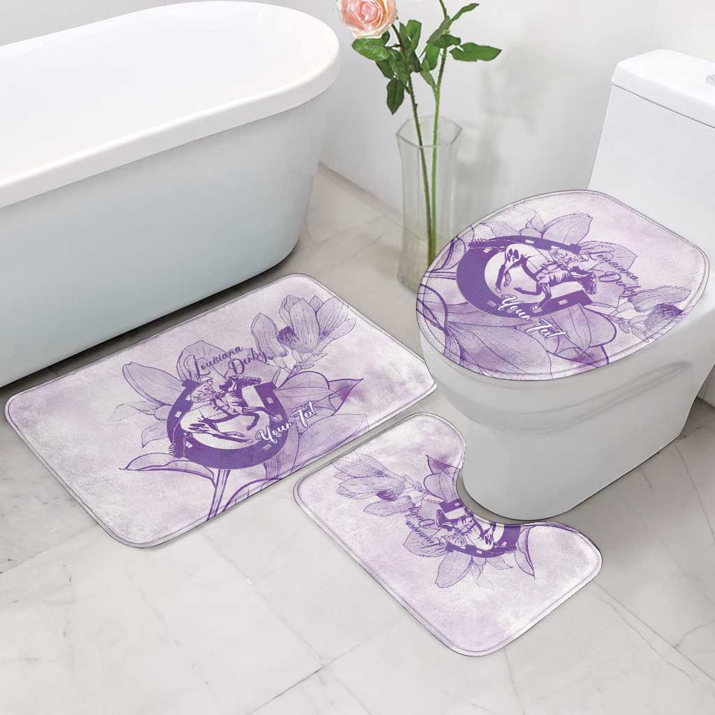 Personalized Louisiana Horse Racing Derby Bathroom Set Magnolia Blossom Horseshoe Pastel Purple