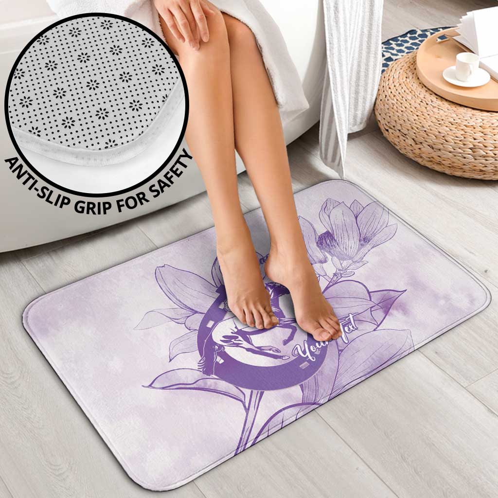 Personalized Louisiana Horse Racing Derby Bathroom Set Magnolia Blossom Horseshoe Pastel Purple