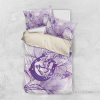 Personalized Louisiana Horse Racing Derby Bedding Set Magnolia Blossom Horseshoe Pastel Purple