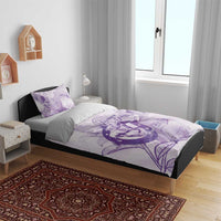 Personalized Louisiana Horse Racing Derby Bedding Set Magnolia Blossom Horseshoe Pastel Purple