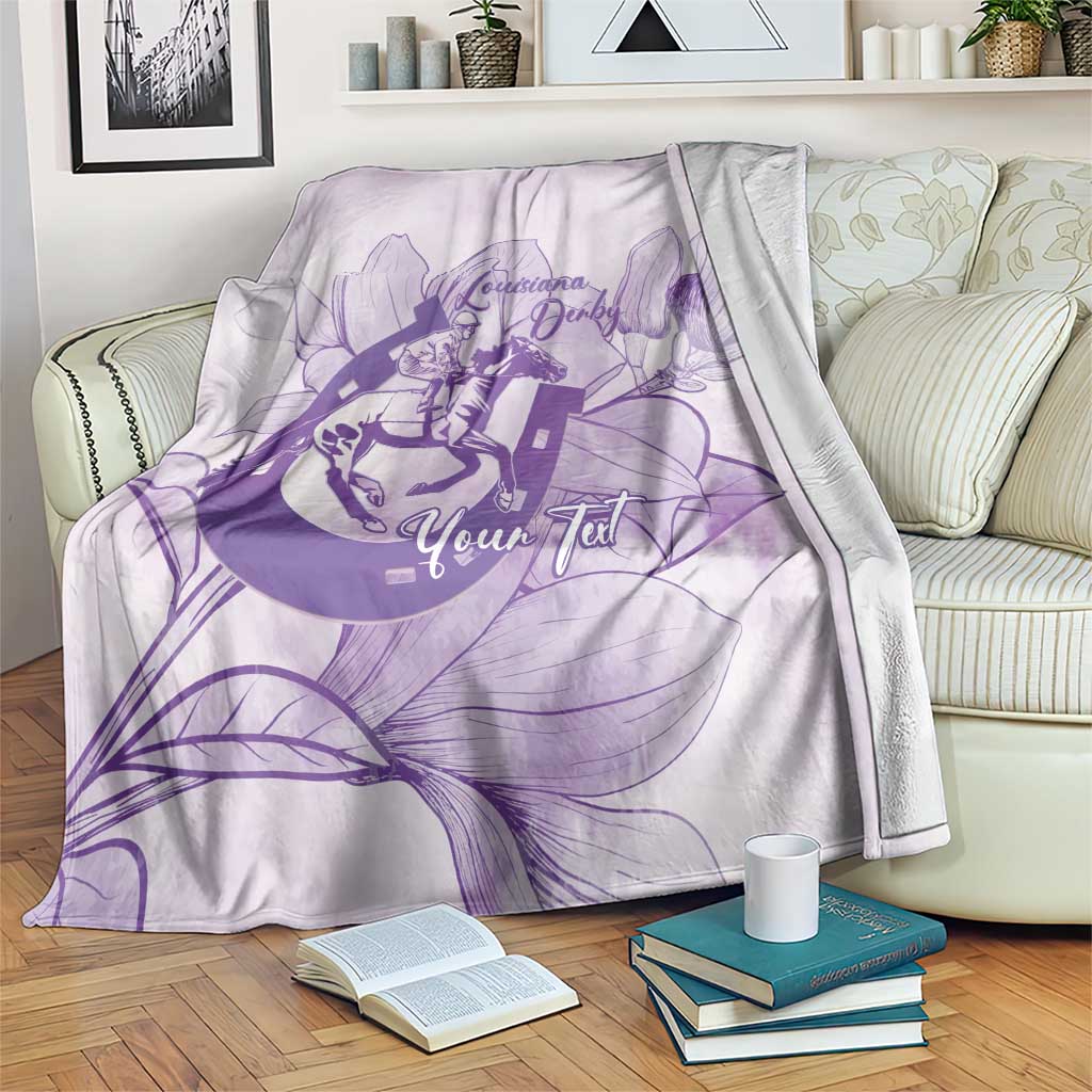 Personalized Louisiana Horse Racing Derby Blanket Magnolia Blossom Horseshoe Pastel Purple