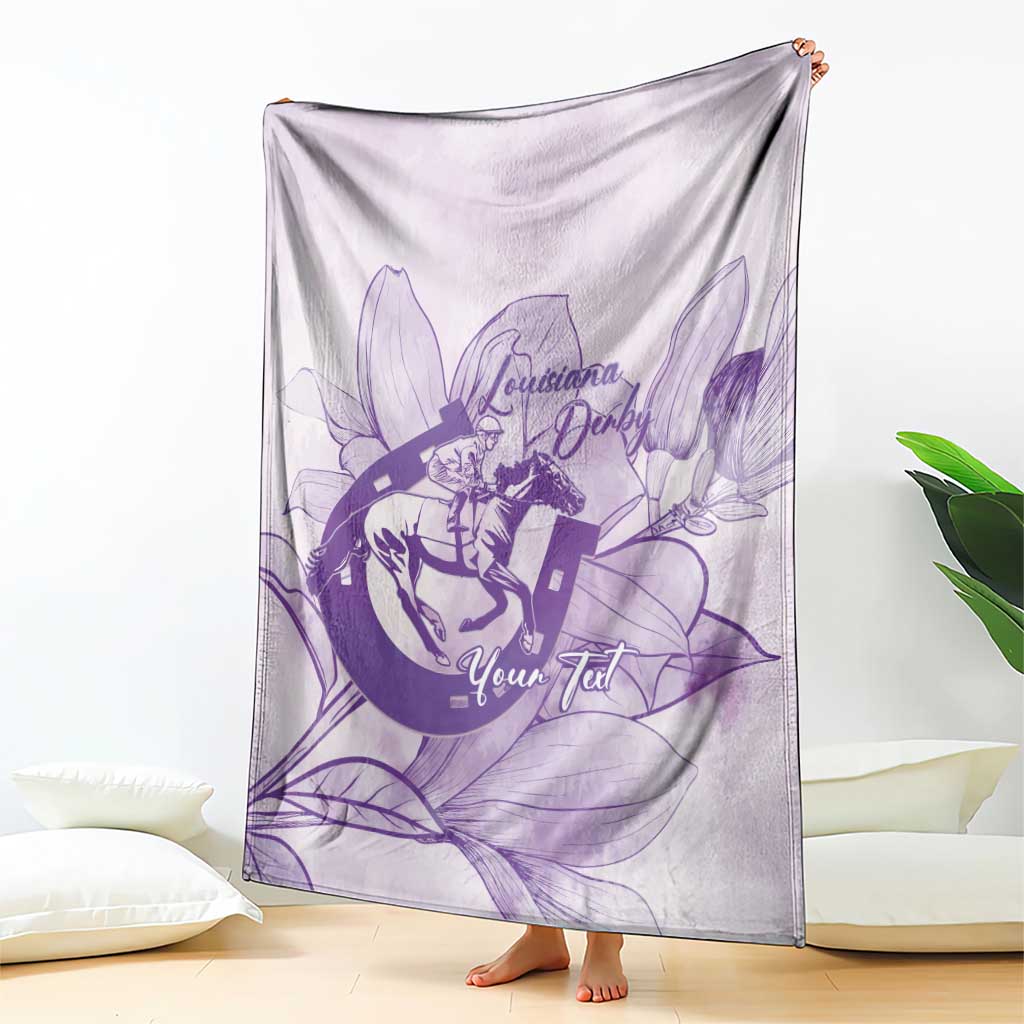 Personalized Louisiana Horse Racing Derby Blanket Magnolia Blossom Horseshoe Pastel Purple